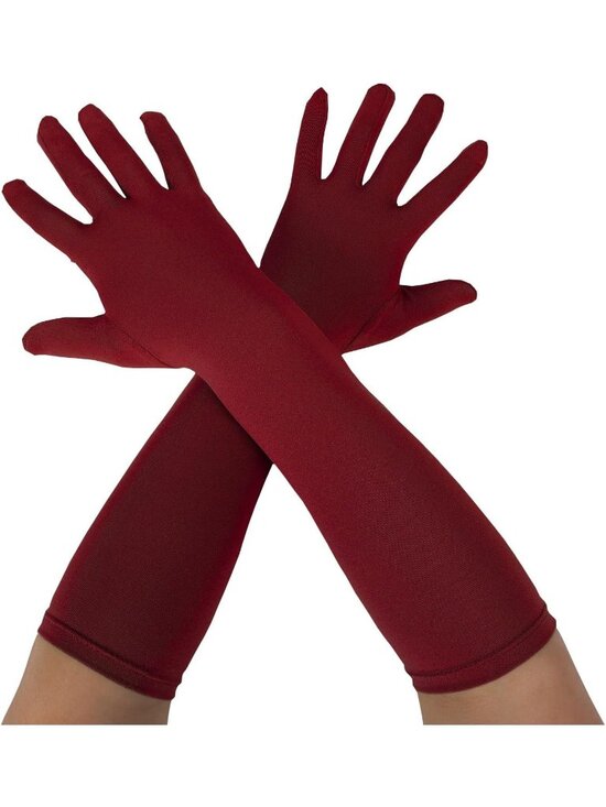 Accessories - Women's Wine Red Unisex 15" Long Elbow Spandex Costume Party Opera Gloves